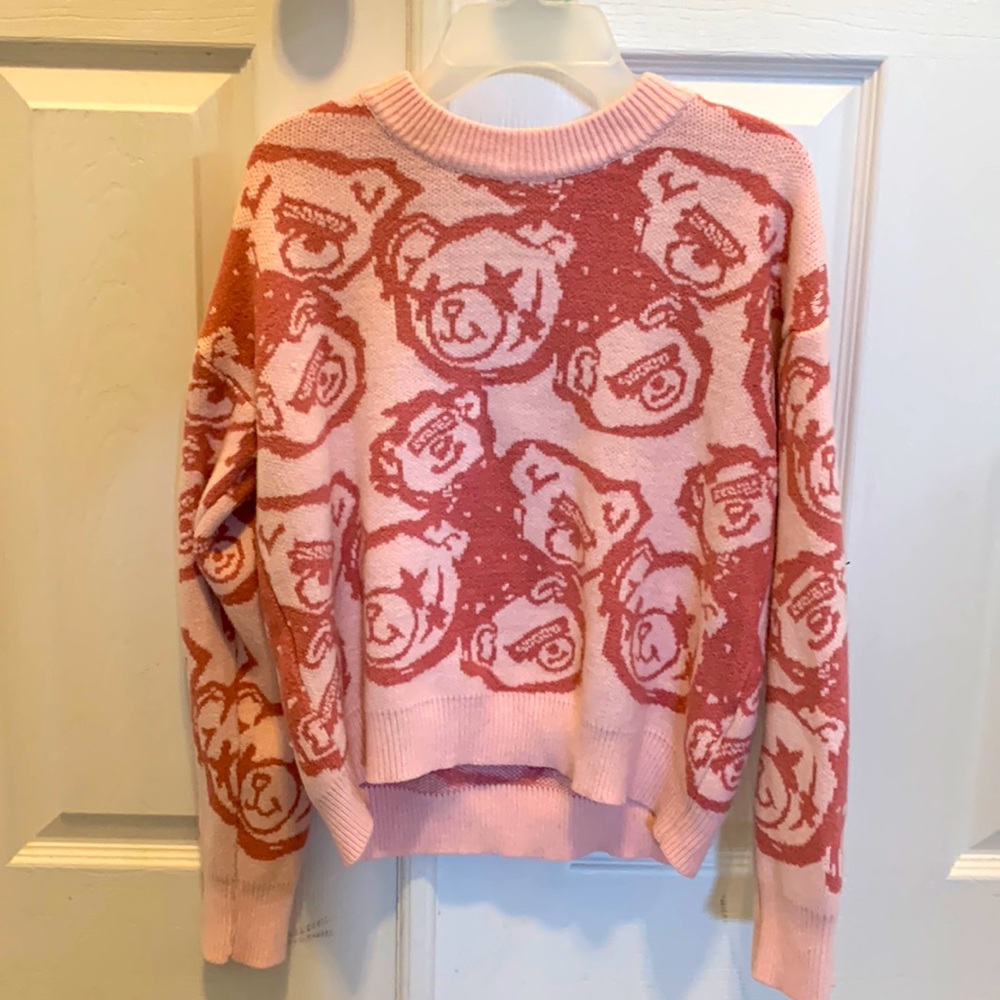 Pink bear print sweater
